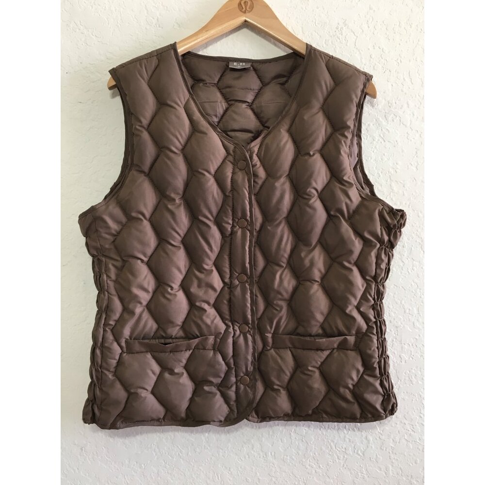 Korean Fashion Puffer Vest New Womens Medium Polyester Filled Quilted Brown